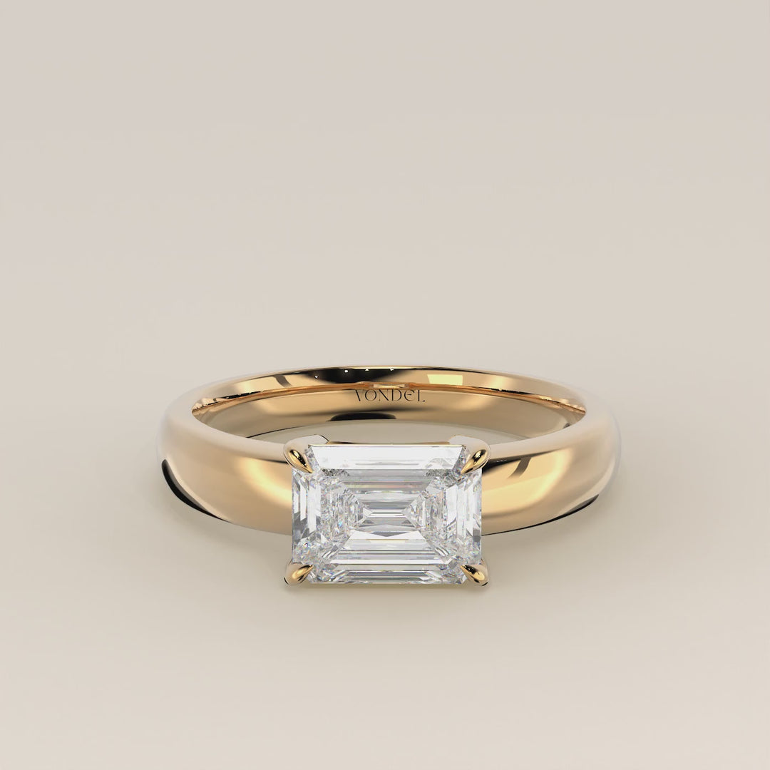 Joan - Emerald East to West Lab Grown Diamond Ring with Wide Band