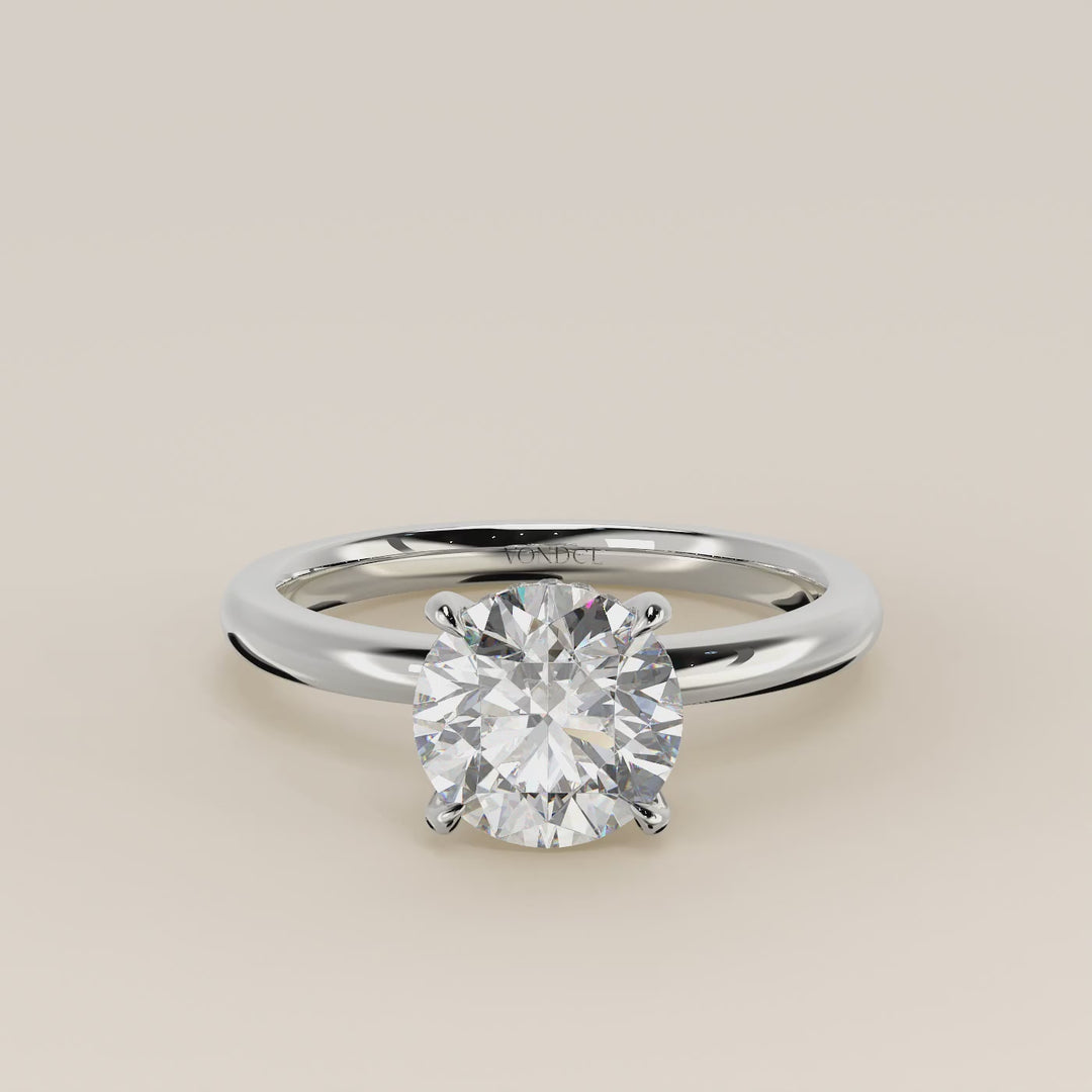 Verlovingsring rond lab grown diamant met hidden halo, witgoud