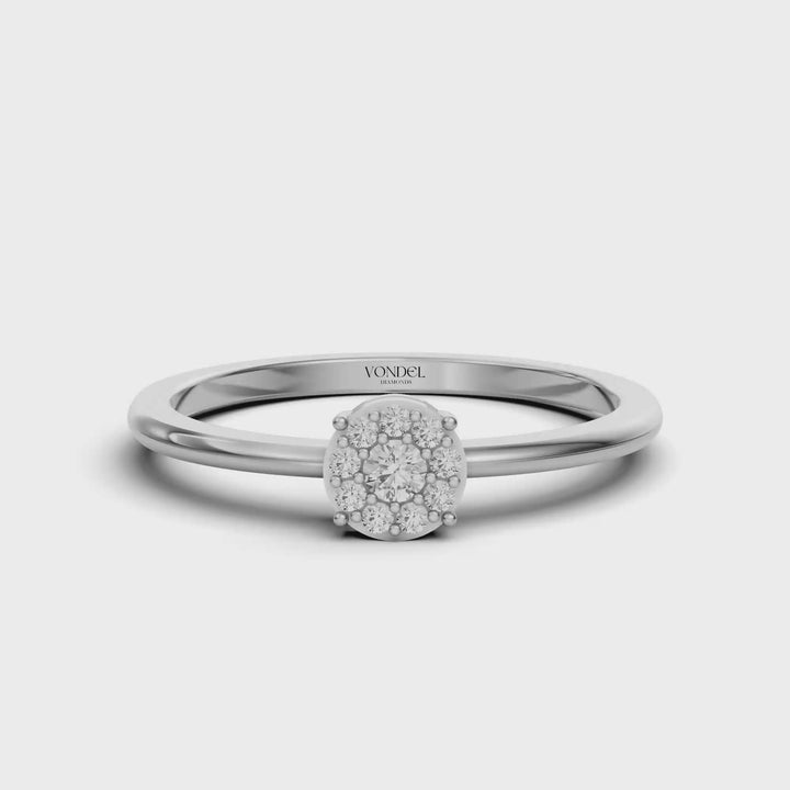Fijne Ring met Pavé Rondje - 18K Goud - 0,08 ct