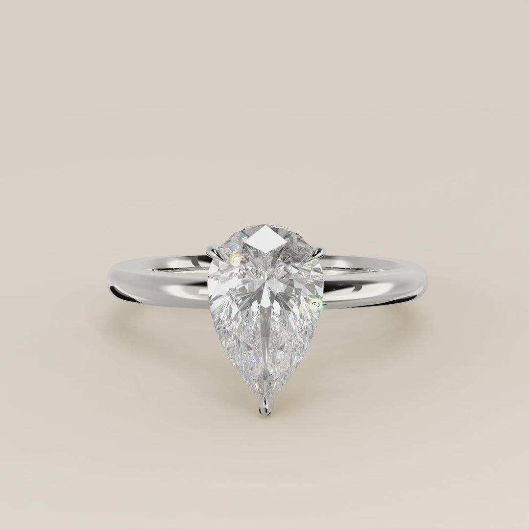 Verlovingsring peer lab grown diamant met hidden halo, witgoud