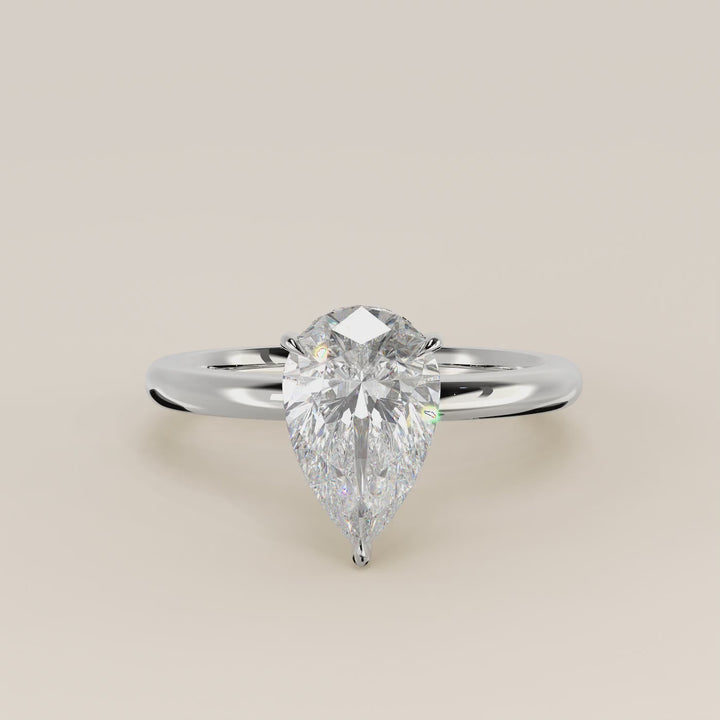 Verlovingsring peer lab grown diamant met hidden halo, witgoud