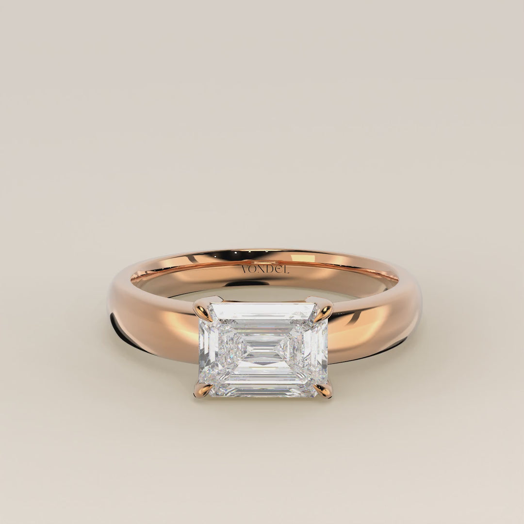 Joan - Emerald East to West Lab Grown Diamond Ring with Wide Band