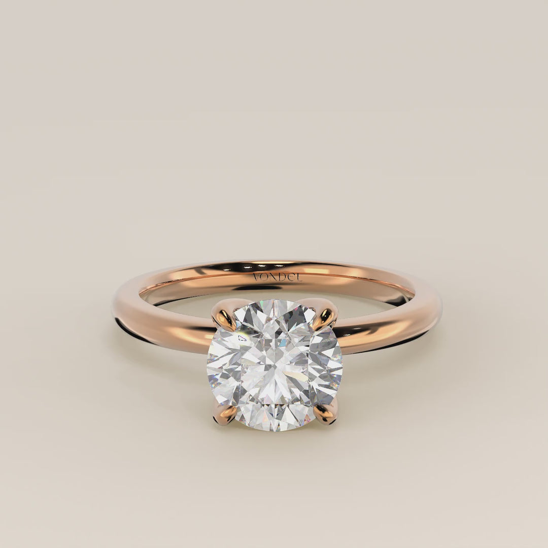 Verlovingsring rond lab grown diamant met petal prongs, rosegoud