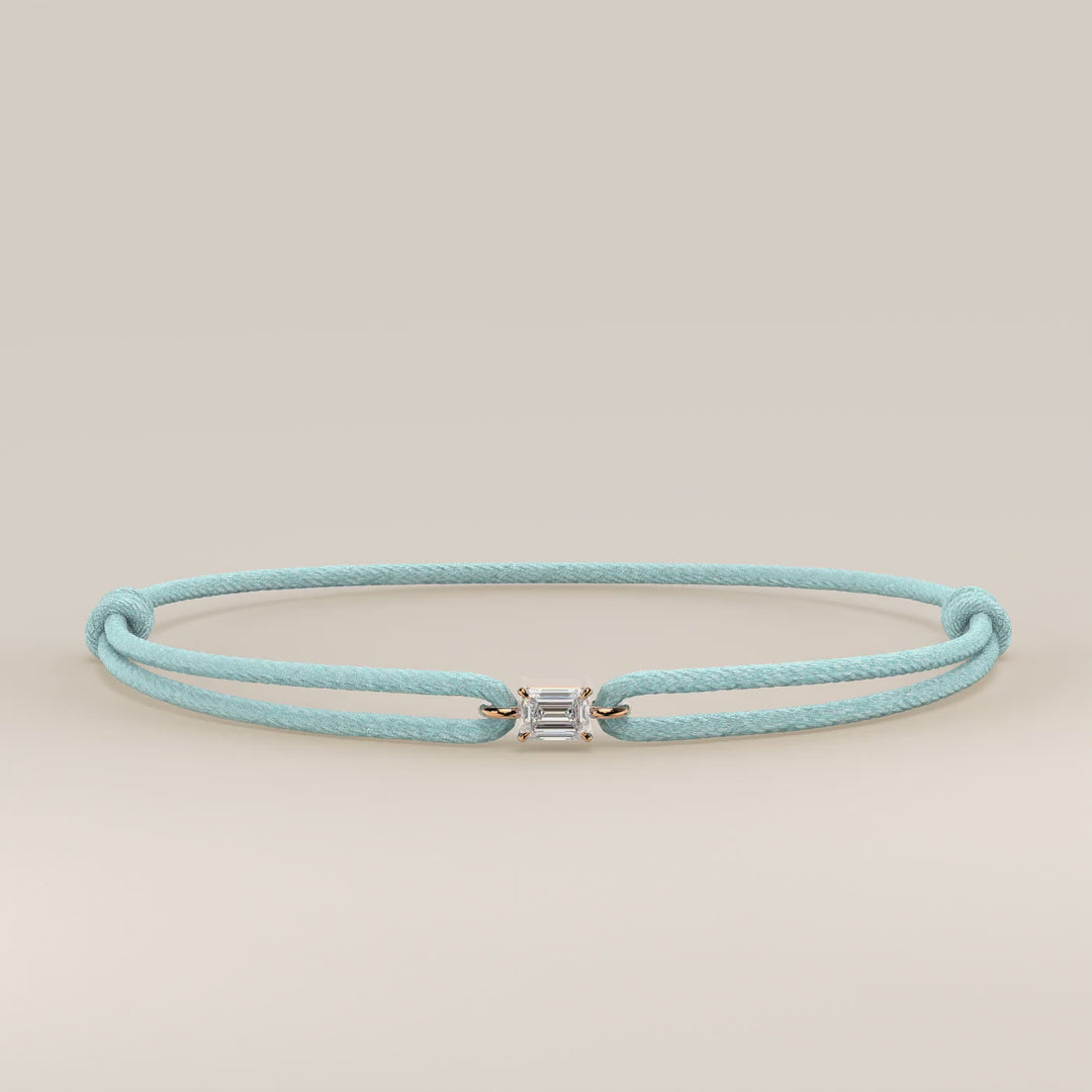 Nora - Emerald Lab Grown Diamond Pendant Bracelet with Satin Cord