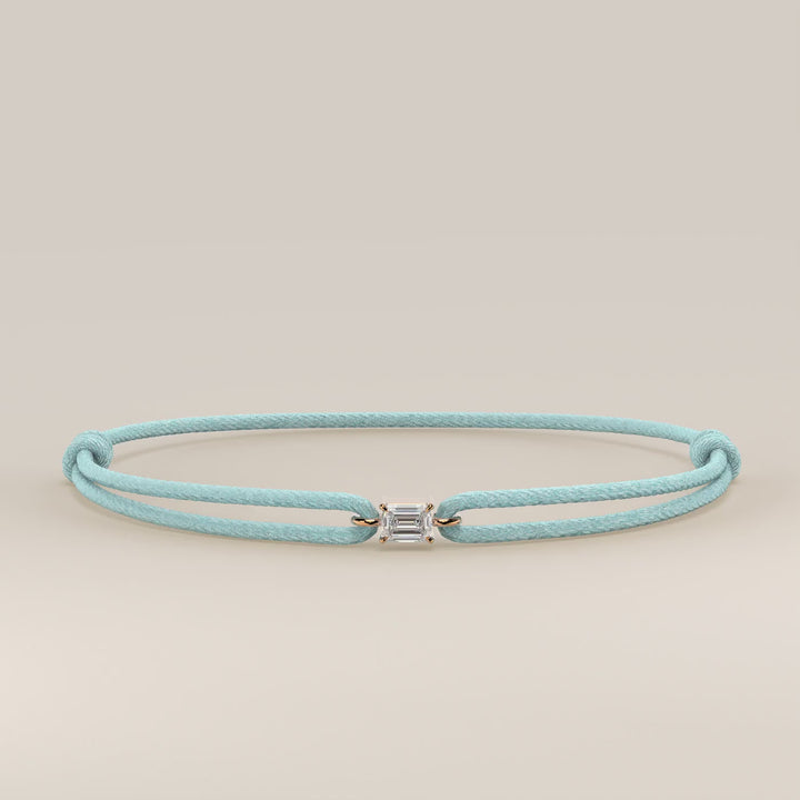 Nora - Emerald Lab Grown Diamond Pendant Bracelet with Satin Cord