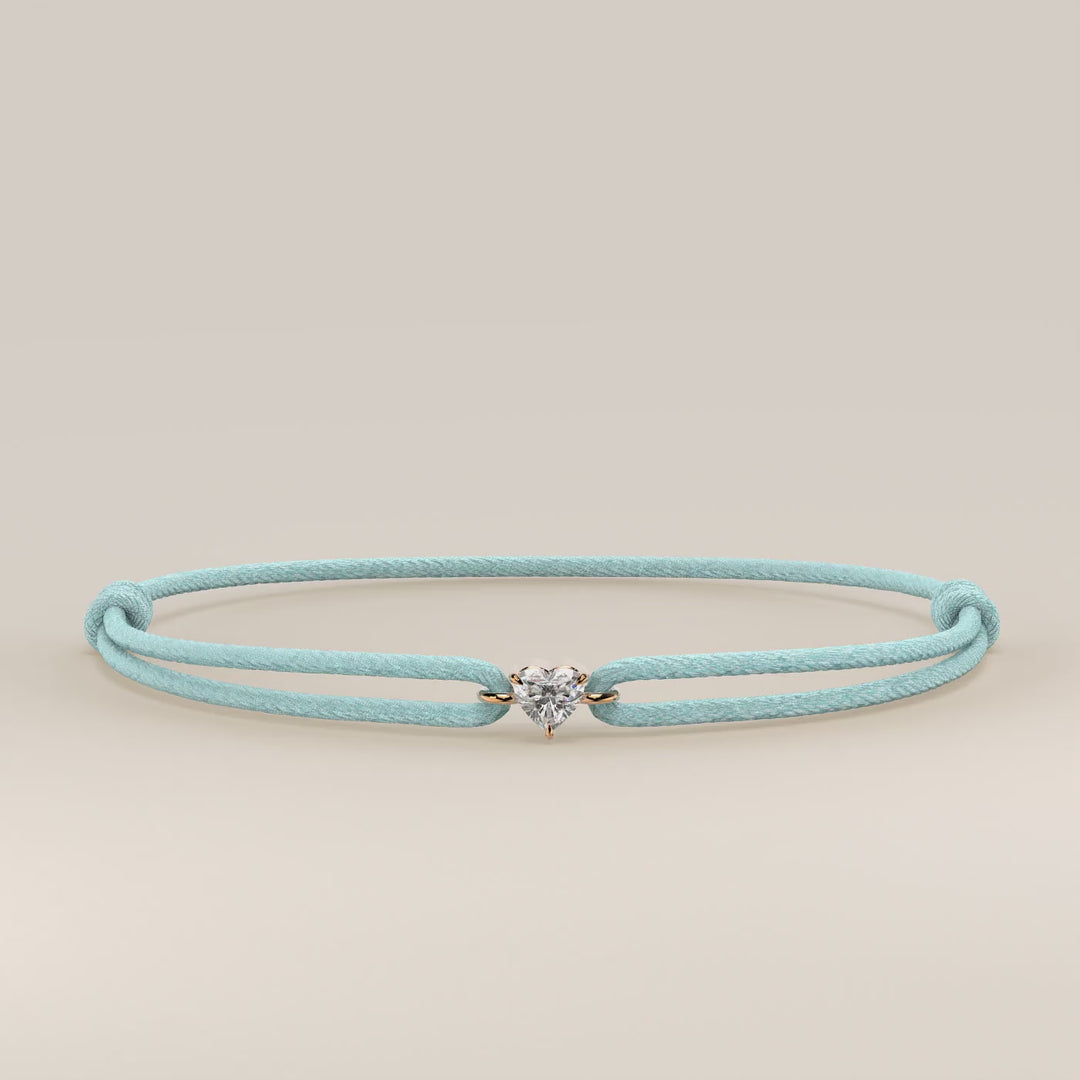 Nora - Heart Lab Grown Diamond Pendant Bracelet with Satin Cord - 0,25 ct