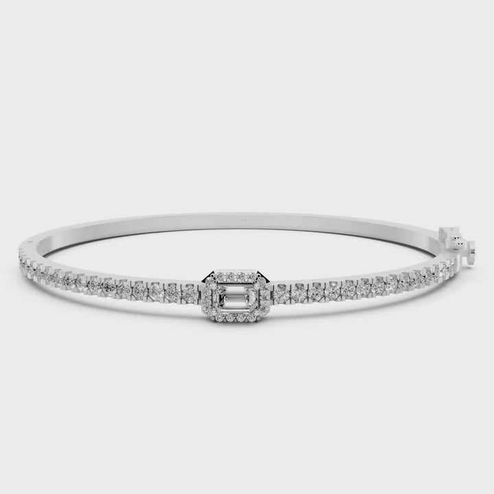 Bangle met Pave en Emerald Halo - 18k Geelgoud - 1,85 ct