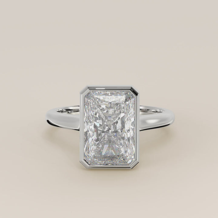 Mara - Radiant Lab Grown Diamond Ring Solitair with Bezel Setting and Cathedral Setting
