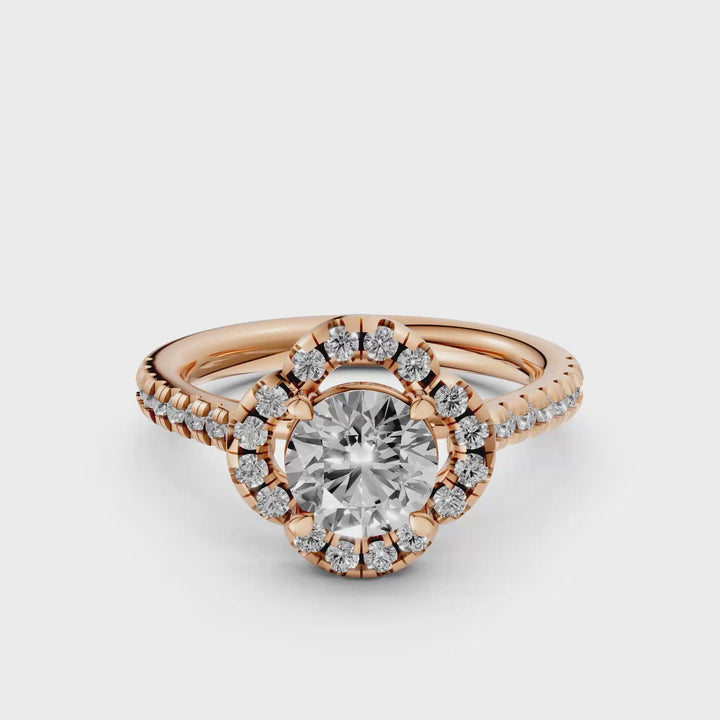 Flower Pave ring met Ronde Briljant - 18k Witgoud - 1,09 ct