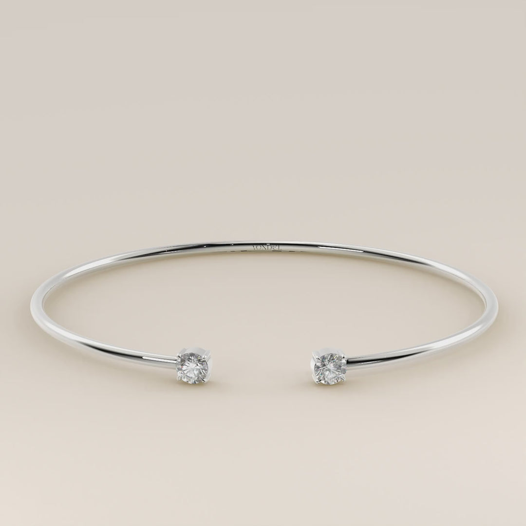 Dua - Open Bangle with Two Round Brilliant Lab Grown Diamonds