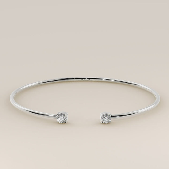 Dua - Open Bangle with Two Round Brilliant Lab Grown Diamonds