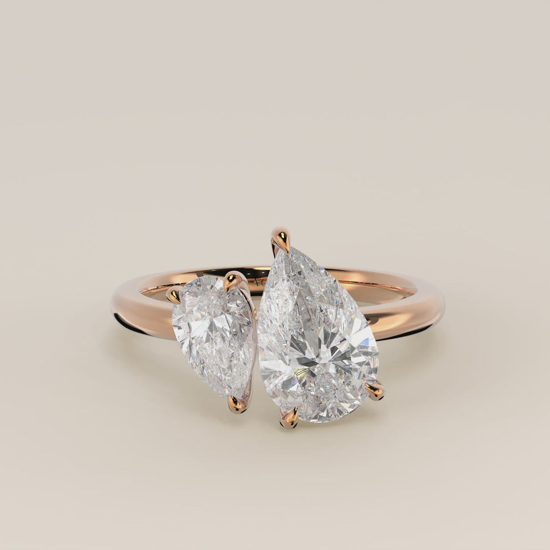 Léa – Birnenförmiger Toi et Moi Labor-Diamantring – 18 Karat Gold – 2,72 ct
