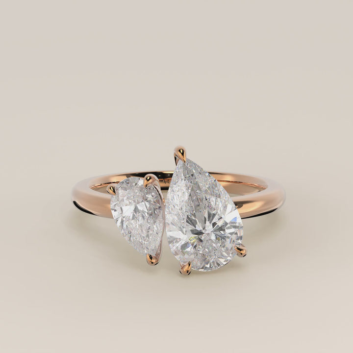 Léa – Birnenförmiger Toi et Moi Labor-Diamantring – 18 Karat Gold – 2,72 ct