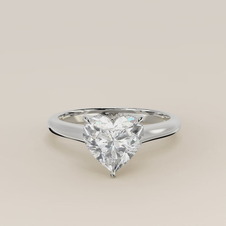 Verlovingsring hart lab grown diamant met cathedral setting en hidden halo, witgoud