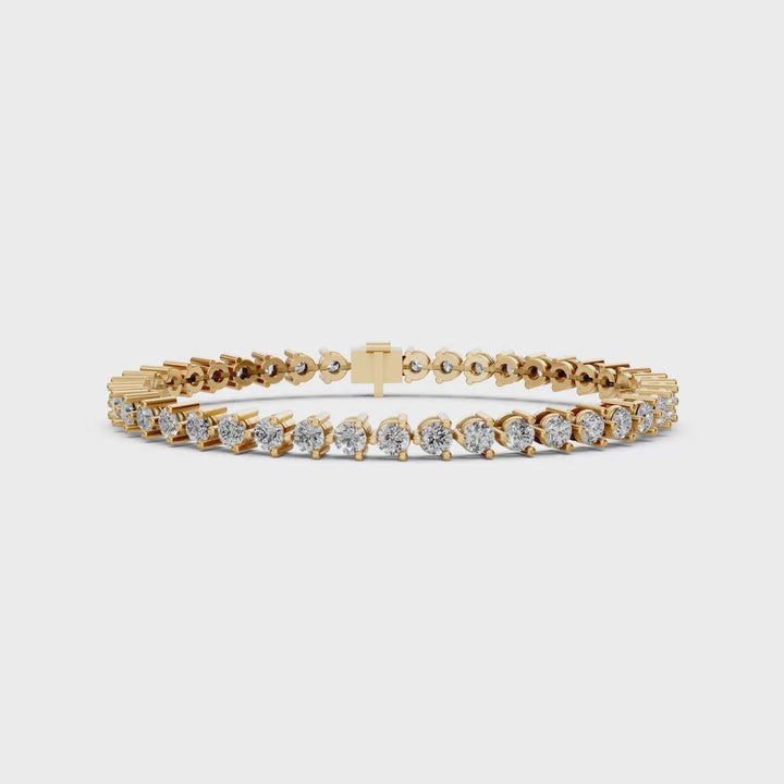 Tennisarmband Met Driepuntzetting - 18K Geelgoud - 6,33 ct