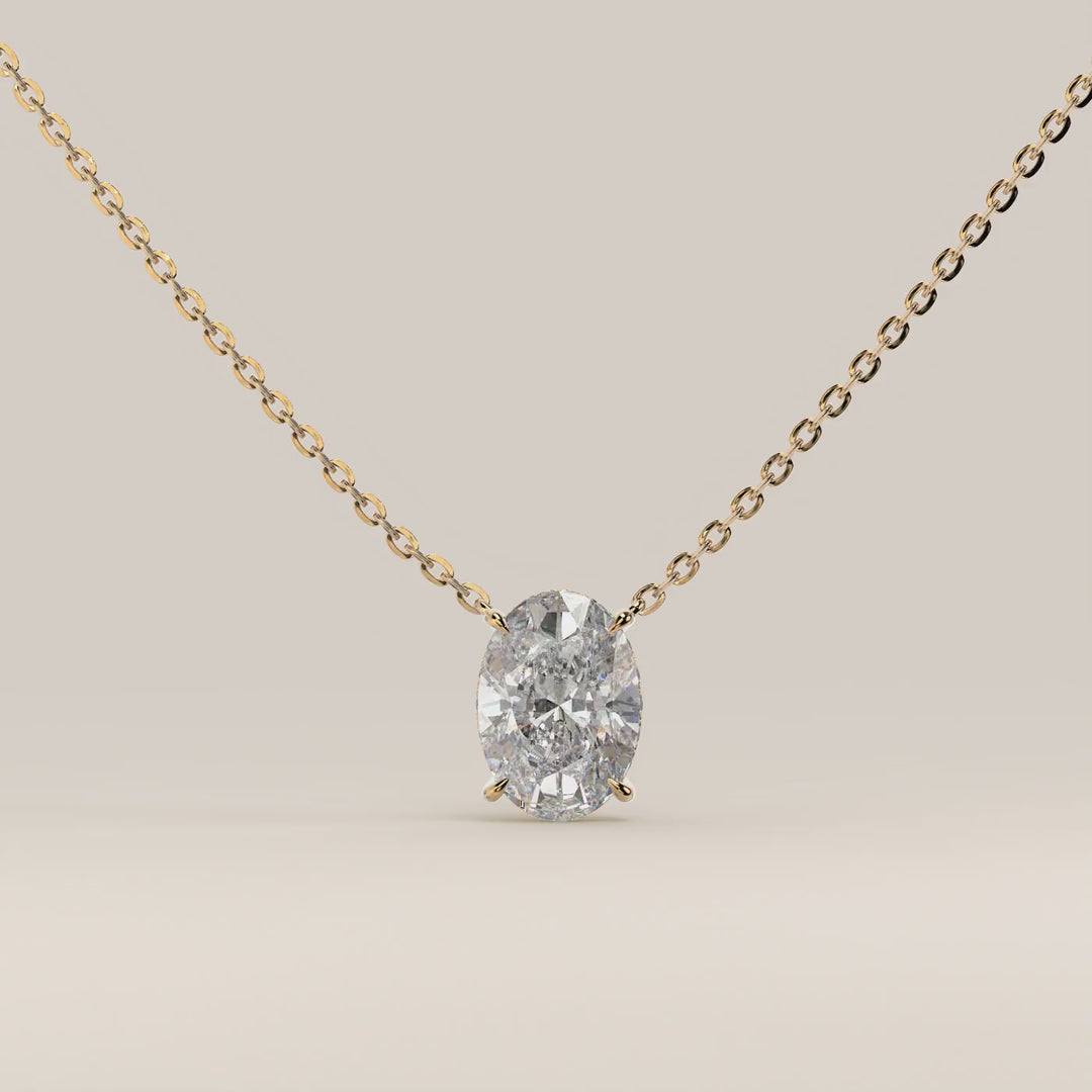 Sophie - Necklace with Double Hidden Halo Oval Pendant Lab Grown Diamond