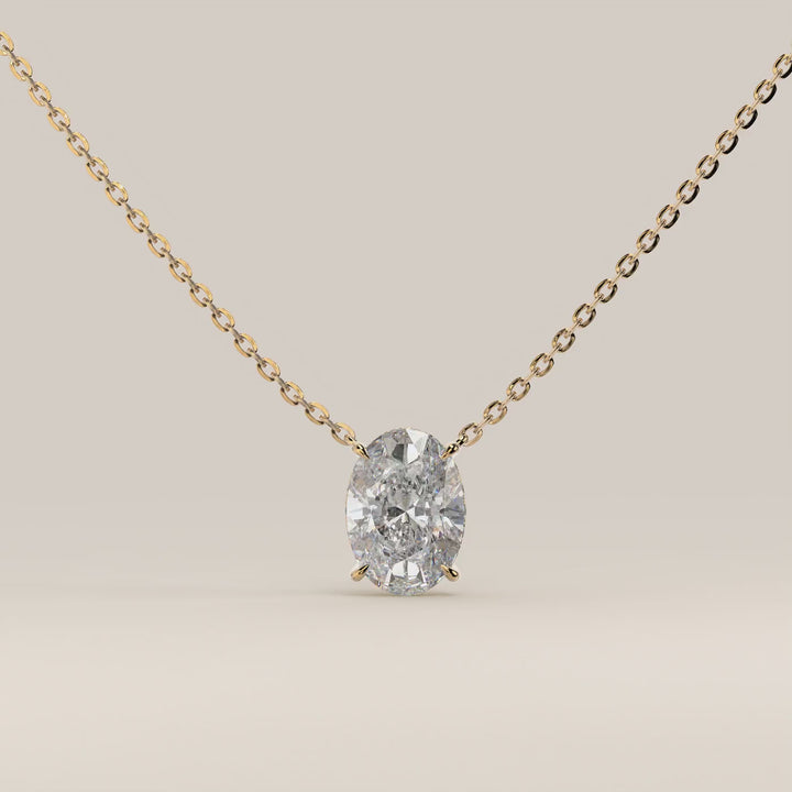 Sophie - Necklace with Double Hidden Halo Oval Pendant Lab Grown Diamond