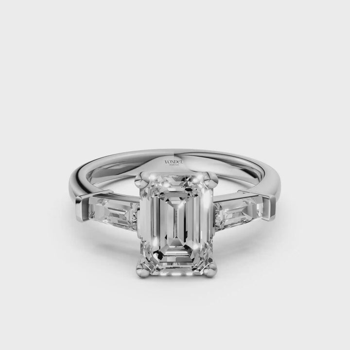 Emerald Baguette Trilogyy Ring - 2,72 ct