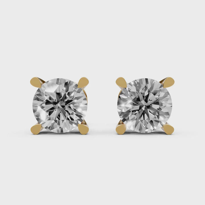 Rond Briljant Stud Oorbellen met Dubbele Hidden Halo - 18K Geelgoud - 2,44 ct