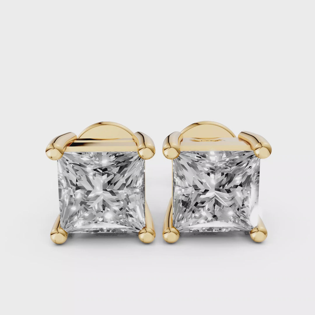 Princess Cut Diamanten Stud Oorbellen - 18K Goud - 3,2 ct