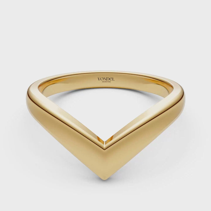 V-Vormige Brede Ring - 18K Geelgoud
