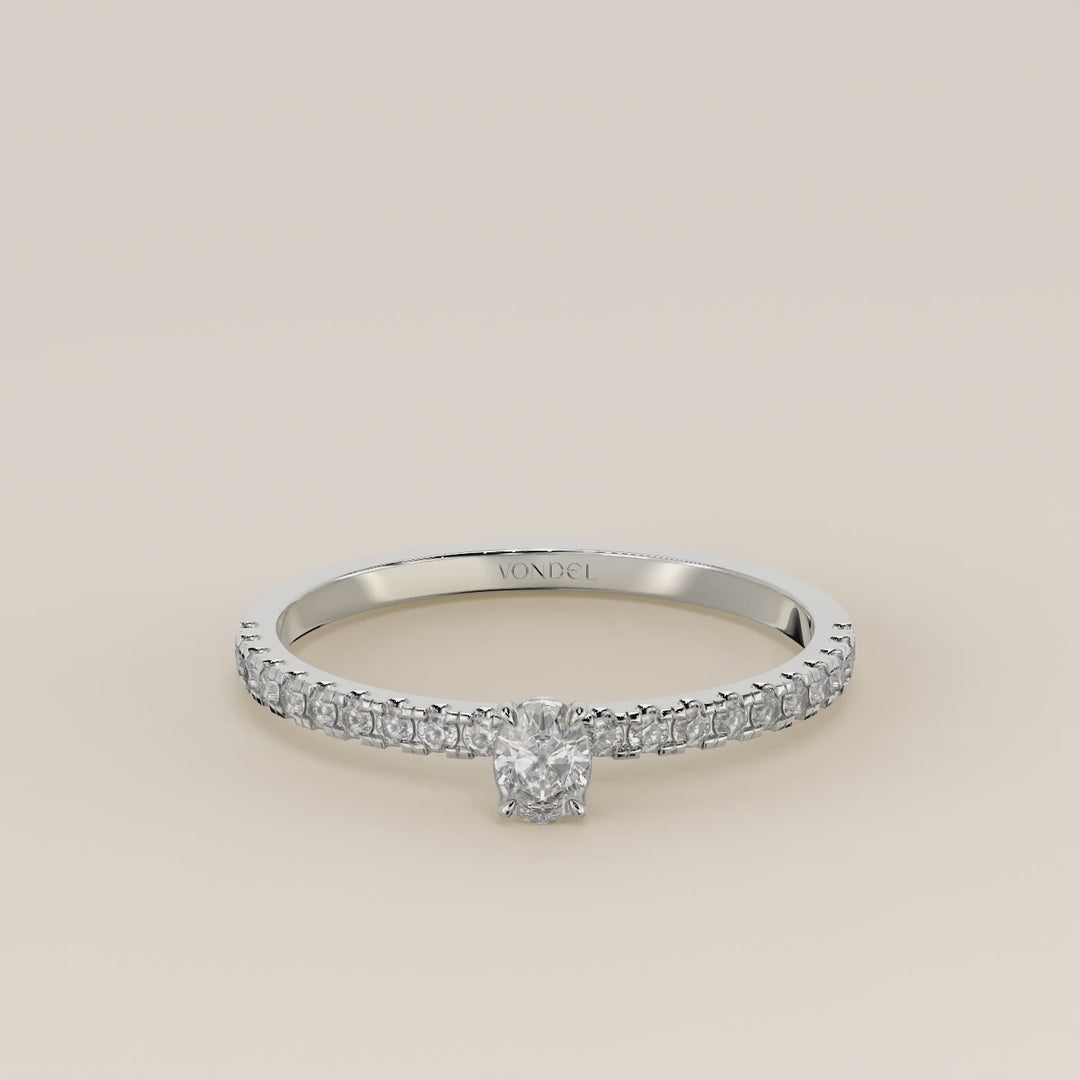 Julie - Oval Lab Grown Diamond Ring with Pave Band