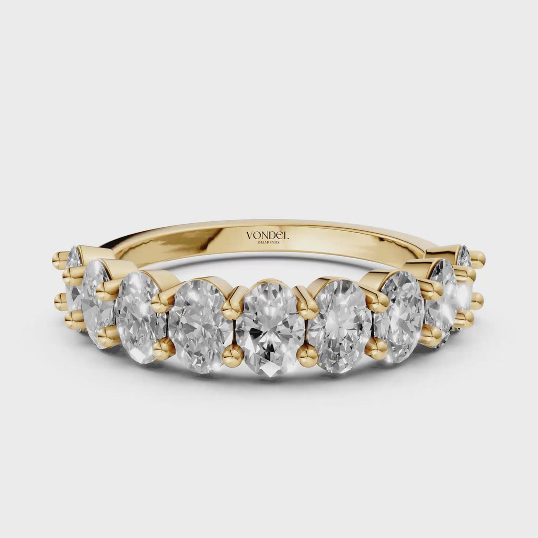Oval half eternity Ring met gedeelde Zetting - 18K Goud - 1,6 ct