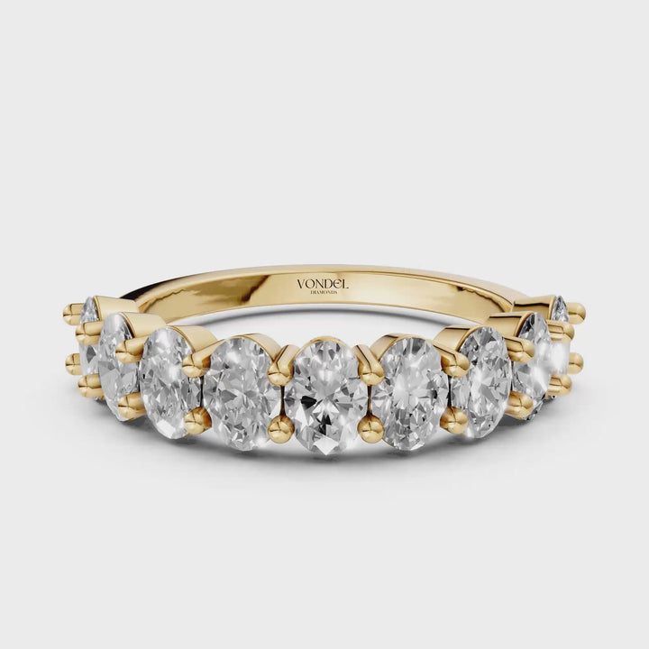Oval half eternity Ring met gedeelde Zetting - 18K Goud - 1,6 ct