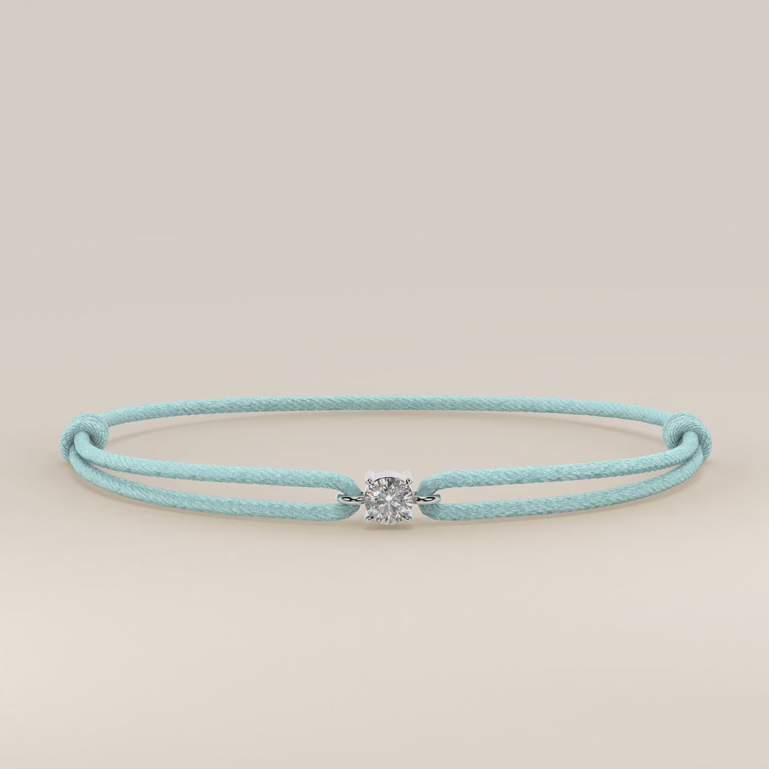 Nora - Round Lab Grown Diamond Pendant Bracelet with Satin Cord