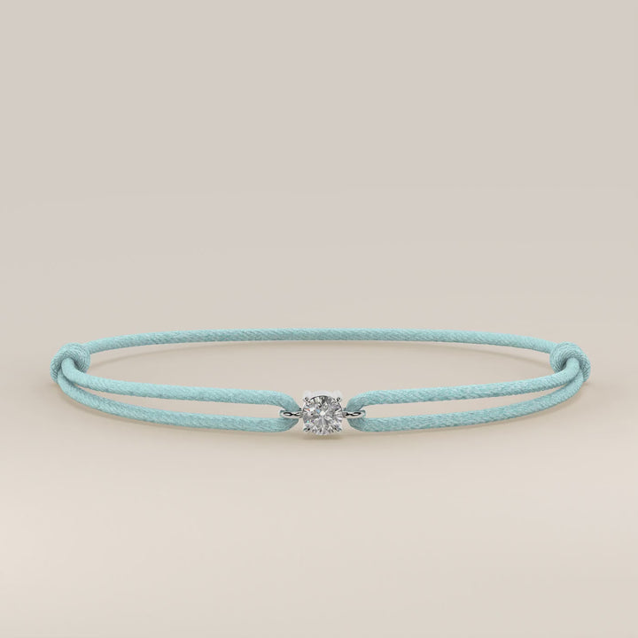 Nora - Round Lab Grown Diamond Pendant Bracelet with Satin Cord