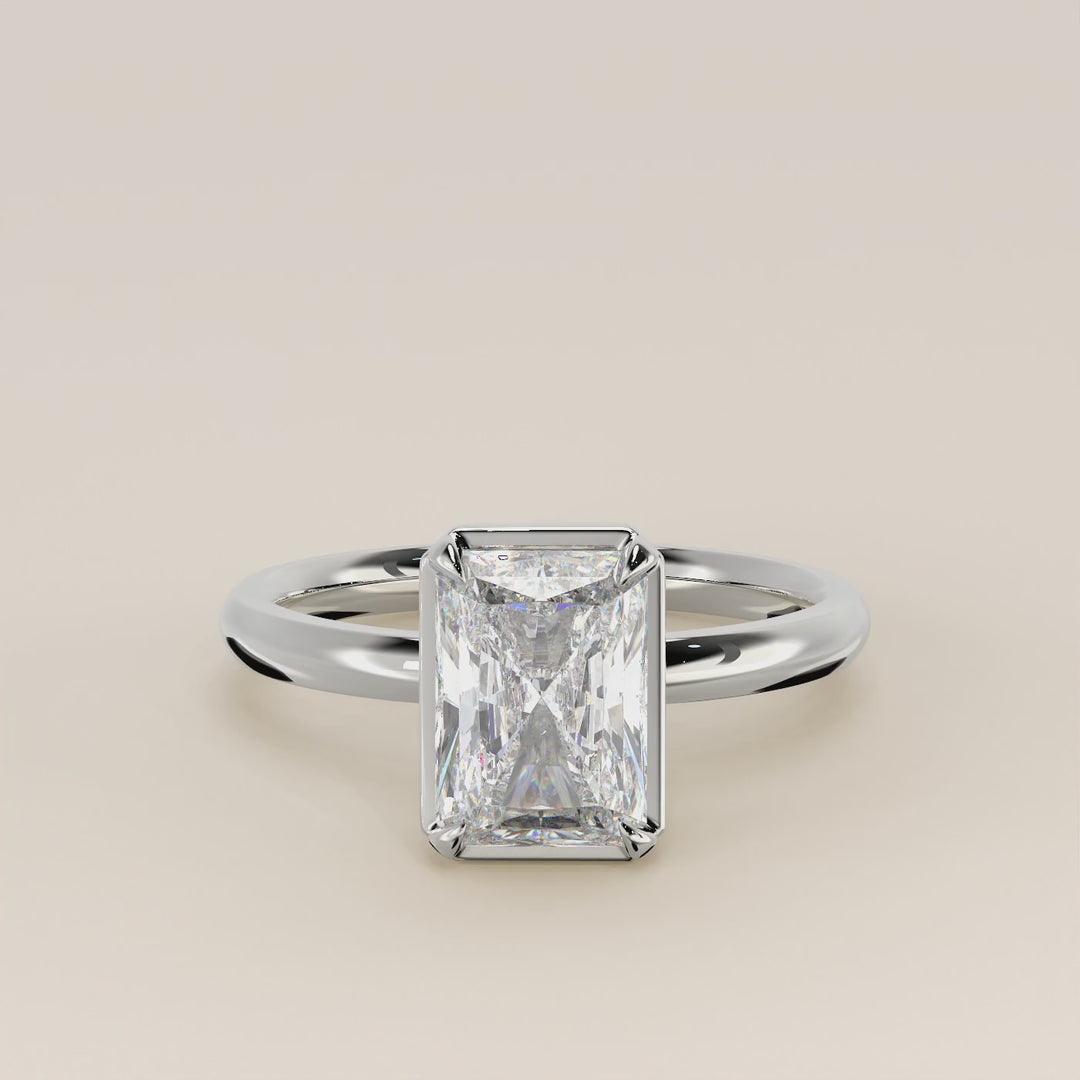 Belle - Radiant Lab Grown Diamond Ring Solitair with Faux Bezel Setting