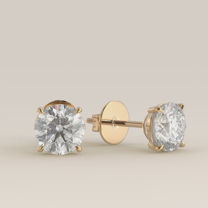 Daisy - Round Brilliant Lab Grown Diamond Stud Earrings - 18K Gold