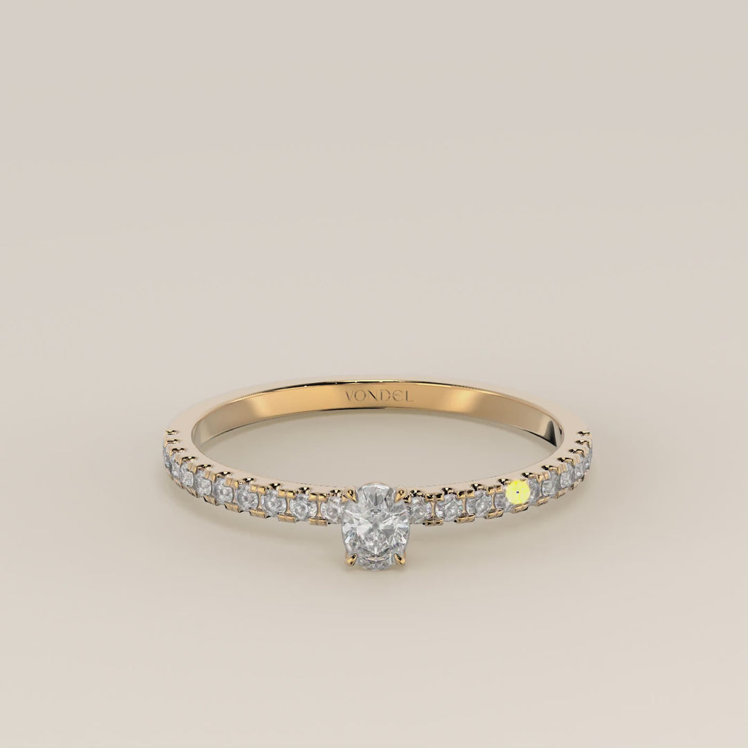Julie - Oval Lab Grown Diamond Ring with Pave Band