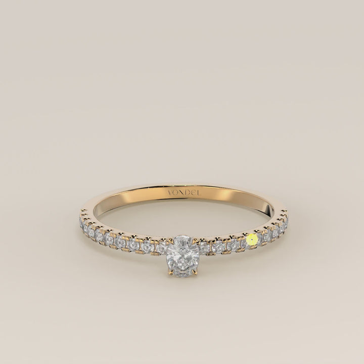 Julie - Oval Lab Grown Diamond Ring with Pave Band