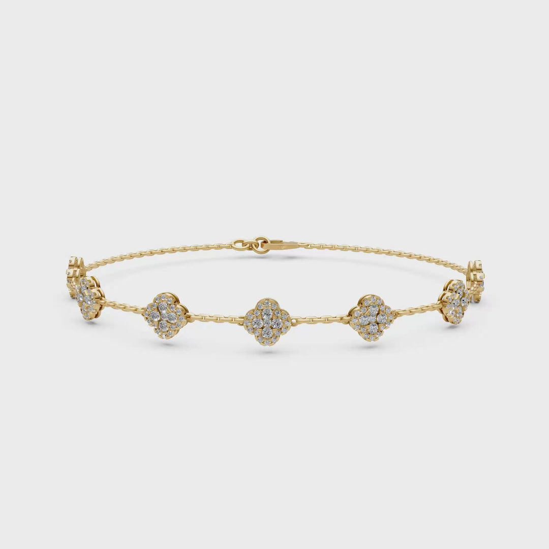 Armband Pave Flower - 18k Geelgoud -3,2 ct