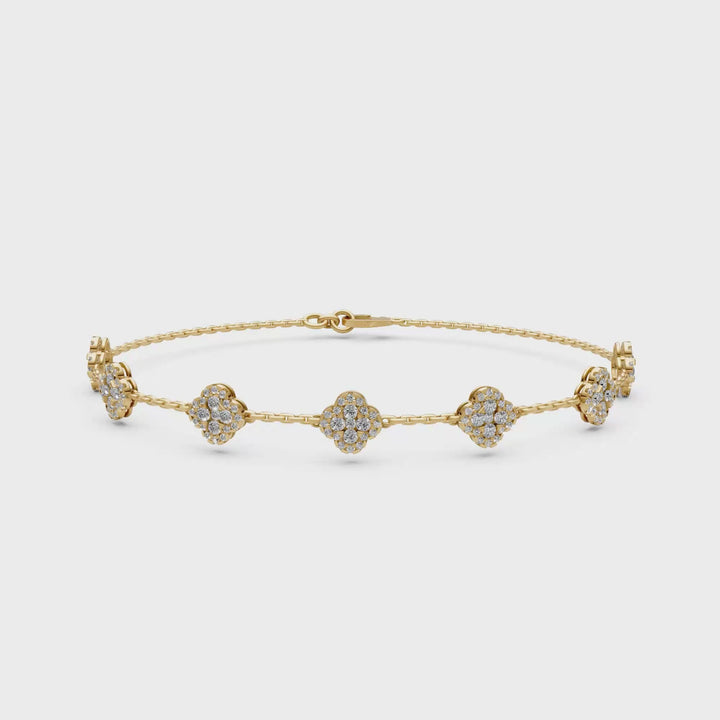 Armband Pave Flower - 18k Geelgoud -3,2 ct