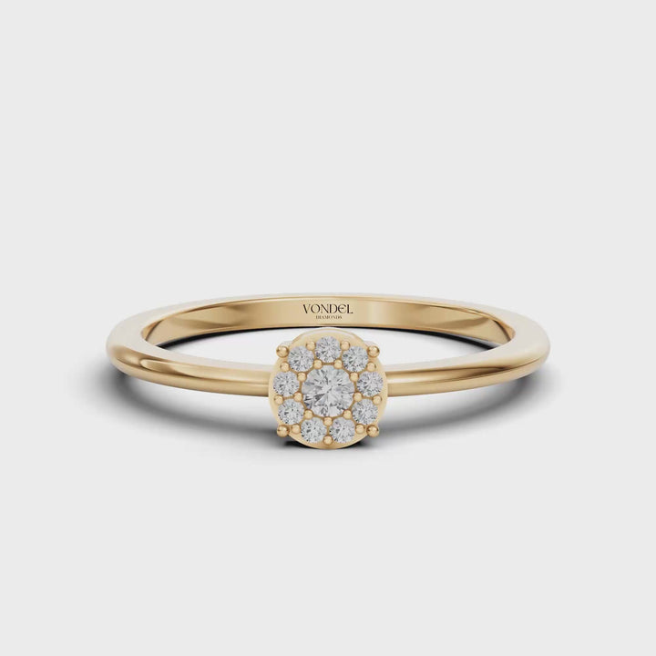 Fijne Ring met Pavé Rondje - 18K Goud - 0,08 ct