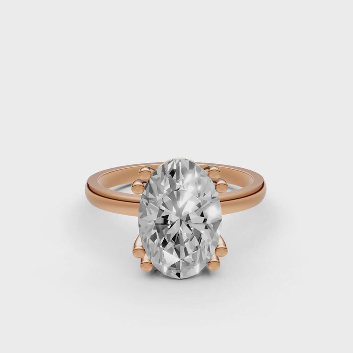 Oval Solitair Hidden Halo Met Dubbele Zetting