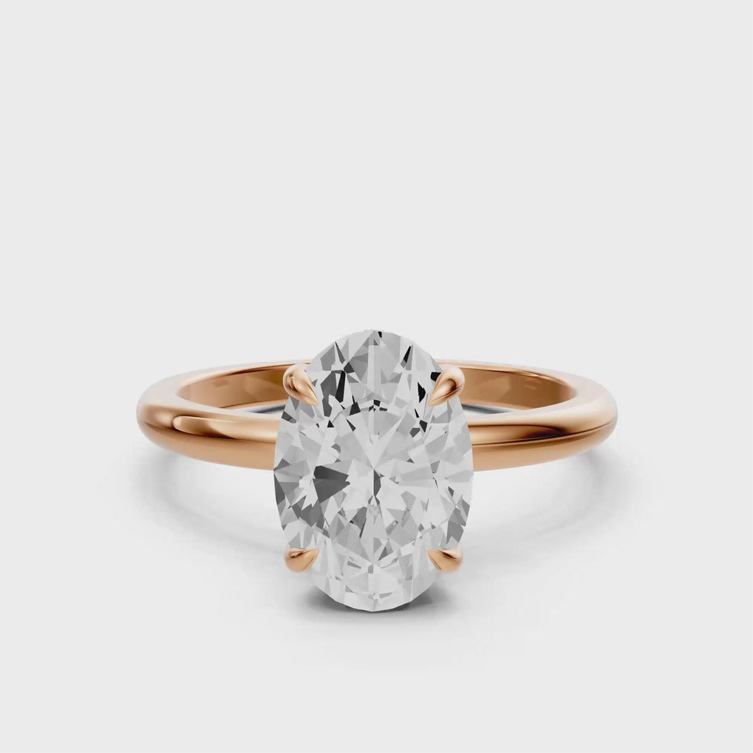 Lisa - Solitaire Oval Ring met Hidden Halo