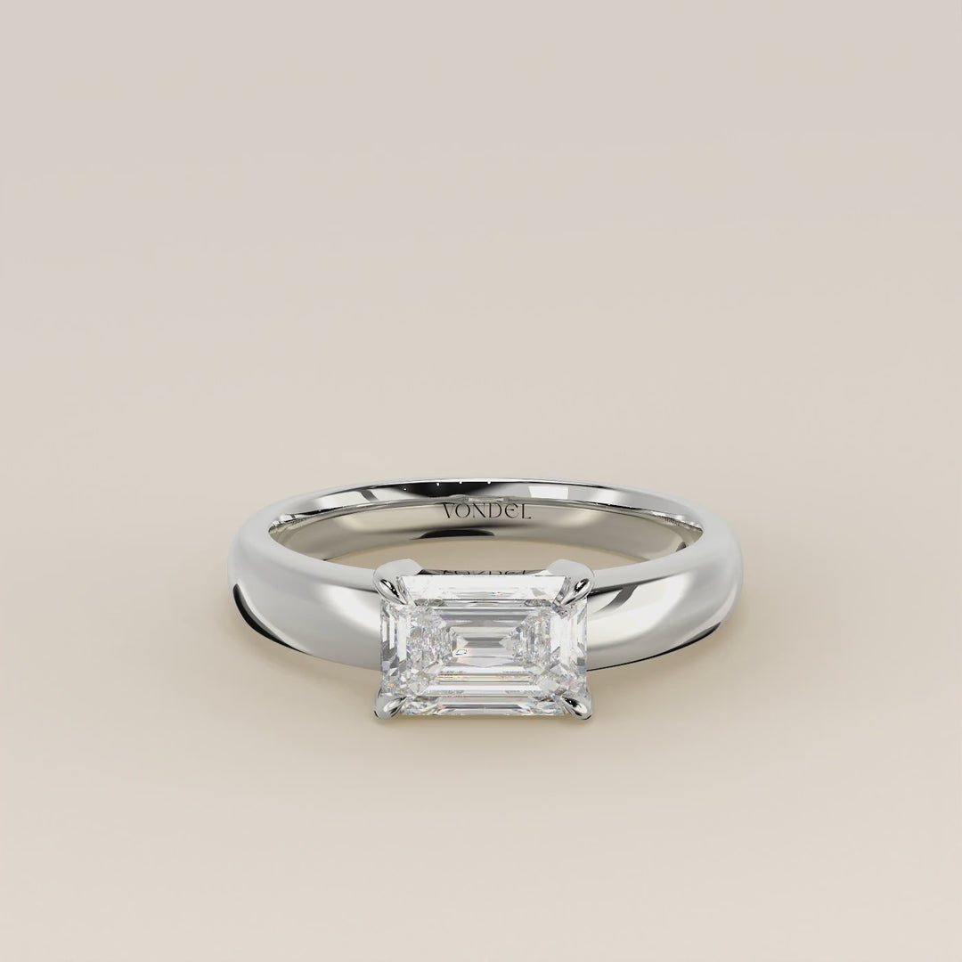Joan - Emerald East to West Lab Grown Diamond Ring with Wide Band