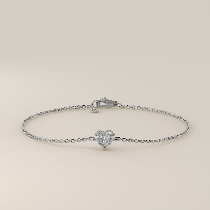 Gina - Heart Lab Grown Diamond Chain Bracelet with Hidden Halo