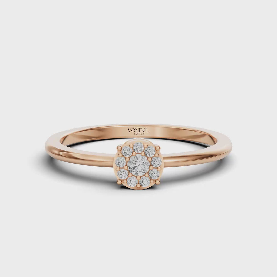 Fijne Ring met Pavé Rondje - 18K Goud - 0,08 ct