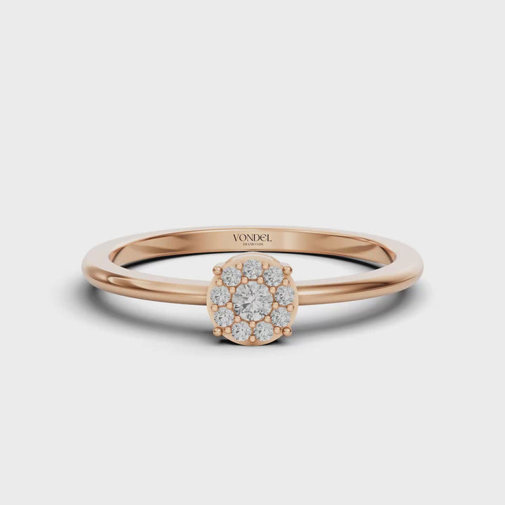 Fijne Ring met Pavé Rondje - 18K Goud - 0,08 ct