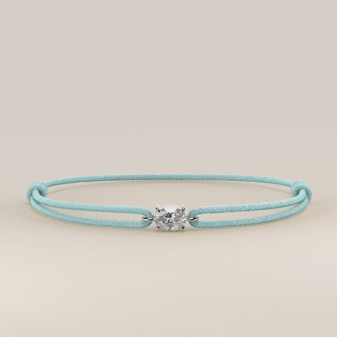 Nora - Oval East to West Lab Grown Diamond Pendant Bracelet with Satin Cord