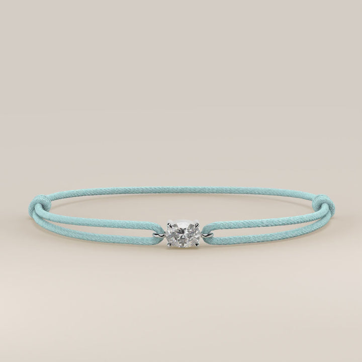 Nora - Oval East to West Lab Grown Diamond Pendant Bracelet with Satin Cord