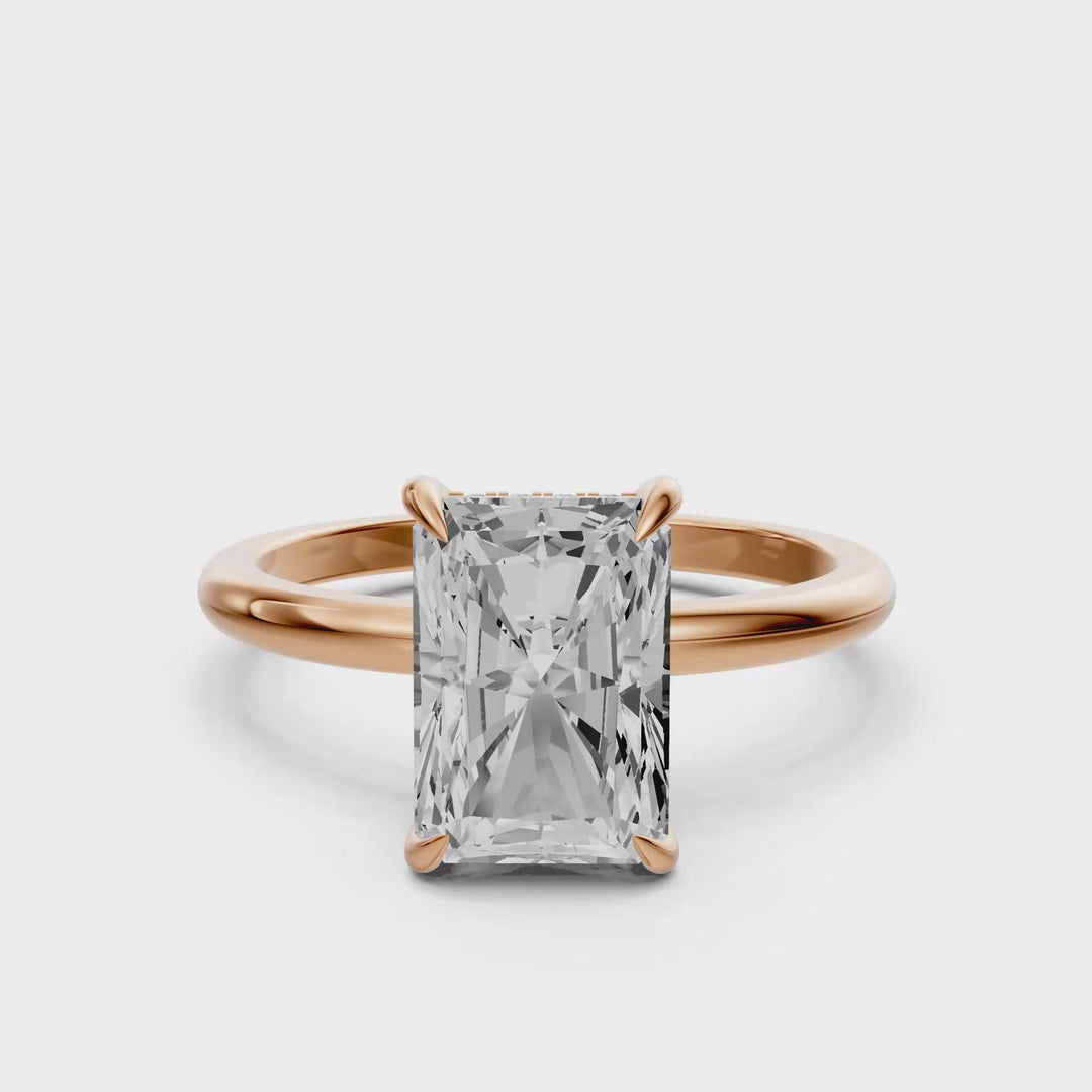 Rosie - Solitaire Radiant Ring met Hidden Halo
