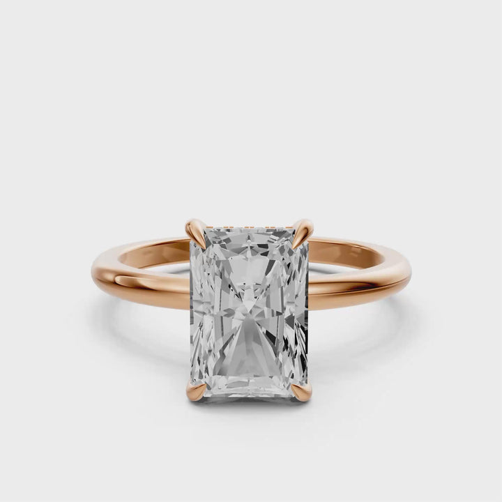 Rosie - Solitaire Radiant Ring met Hidden Halo