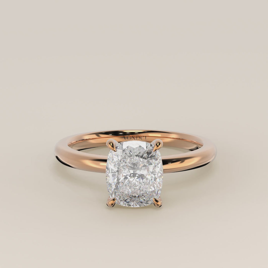 Verlovingsring elongated cushion lab grown diamant, rosegoud