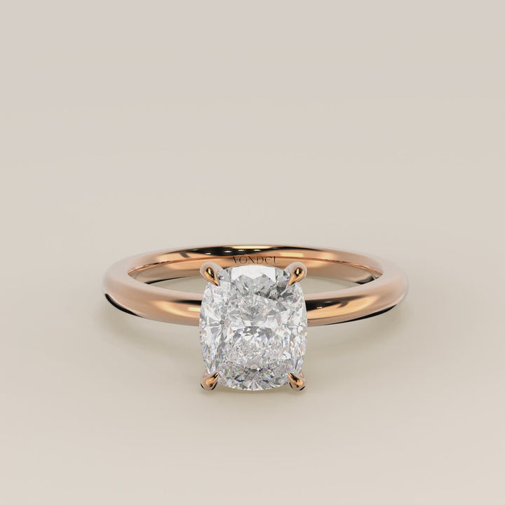 Verlovingsring elongated cushion lab grown diamant, rosegoud