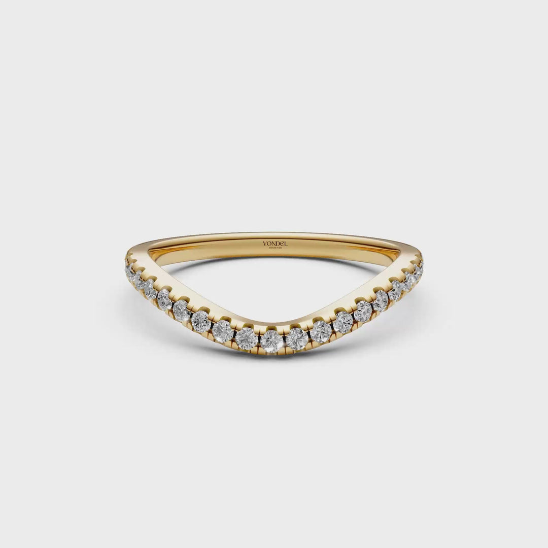 Curved Pave Aanschuifring - 18K Geelgoud - 0,27 ct
